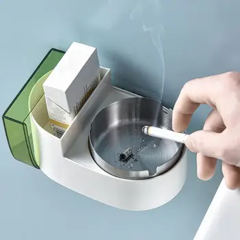 Хотел пепелник пепелник тава за баня неръждаема стомана стенен пепелник с капак подвижна облицовка без перфоратор за тоалетна - Изображение 1  