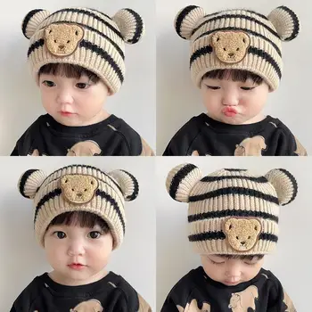 шапка дете 48-52 см райета малко мече бебе вълна капачка есен зима момчета момичета бебе носят пуловер плетени шапки 2-5 години безплатна доставка - Изображение 1  